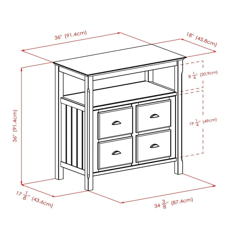 Credenza da buffet, nera - 36 x 18,03 x 35,98 pollici - 36 x 18,03 x 35,98 pollici