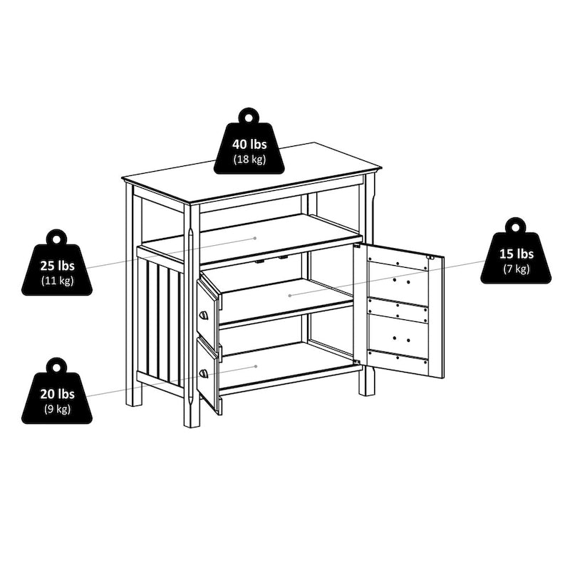 Credenza da buffet, nera - 36 x 18,03 x 35,98 pollici - 36 x 18,03 x 35,98 pollici