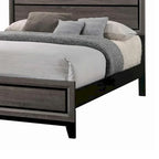 Letto king size "Eastern" in legno di transizione con testiera a doghe, Quercia grigia