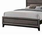 Letto king size "Eastern" in legno di transizione con testiera a doghe, Quercia grigia
