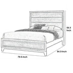 Letto king size "Eastern" in legno di transizione con testiera a doghe, Quercia grigia