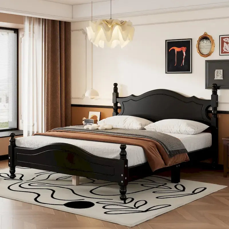 Struttura letto a piattaforma in legno in stile retrò