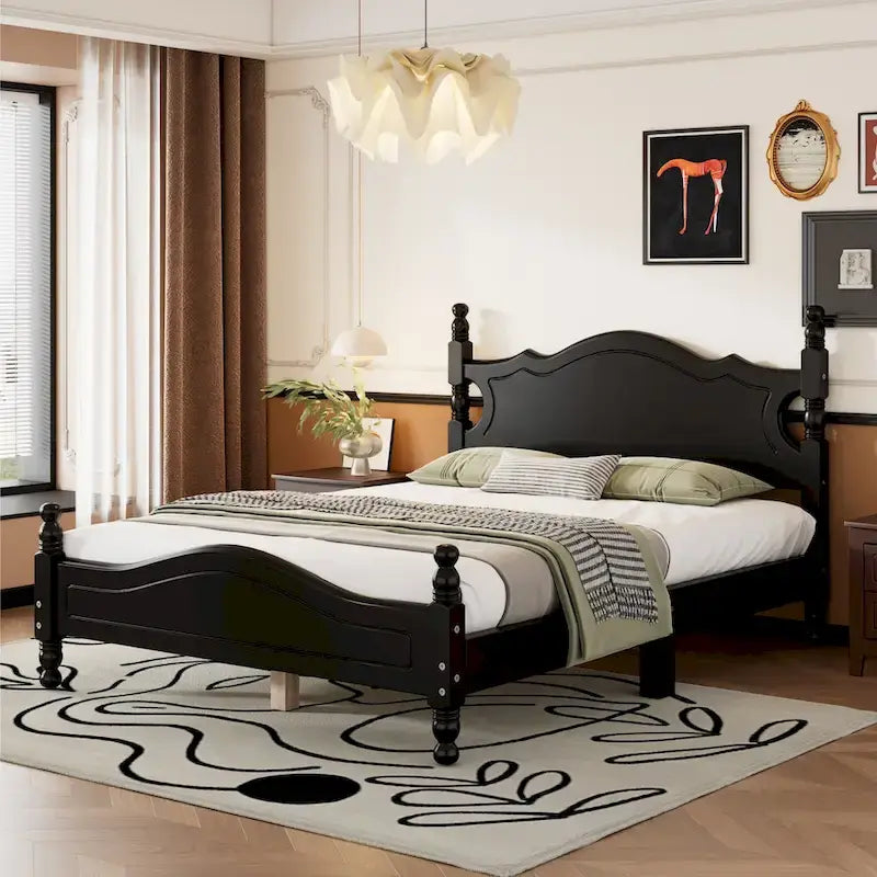 Struttura letto a piattaforma in legno in stile retrò