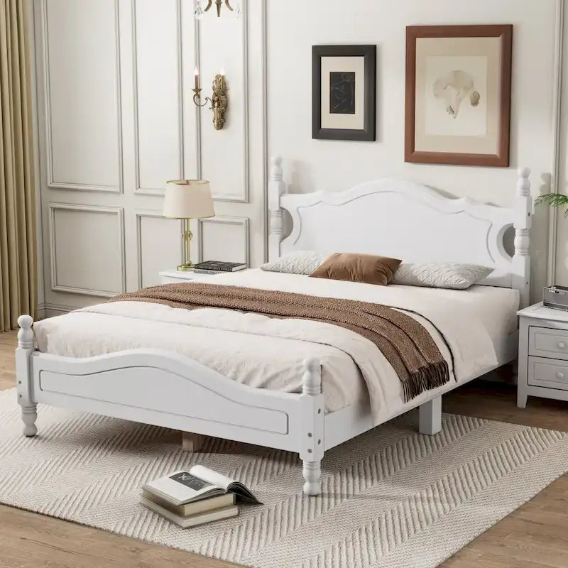 Struttura letto a piattaforma in legno in stile retrò