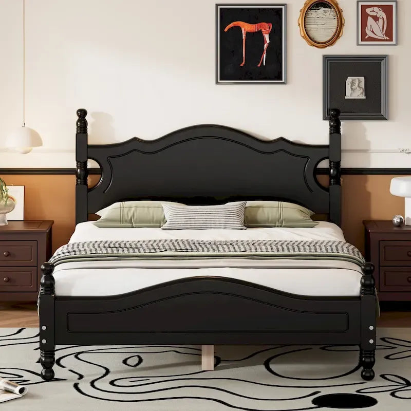 Struttura letto a piattaforma in legno in stile retrò
