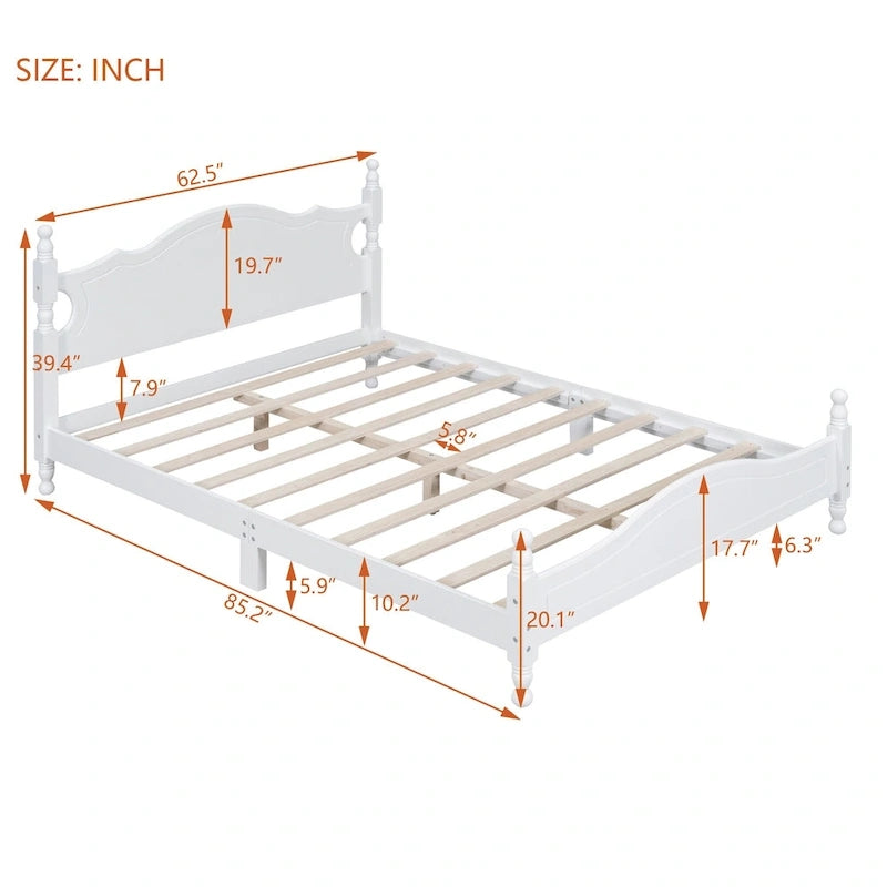 Struttura letto a piattaforma in legno in stile retrò