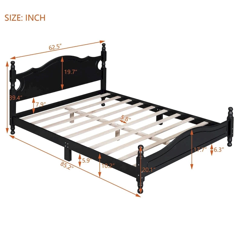 Struttura letto a piattaforma in legno in stile retrò