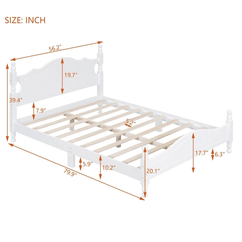 Struttura letto a piattaforma in legno in stile retrò