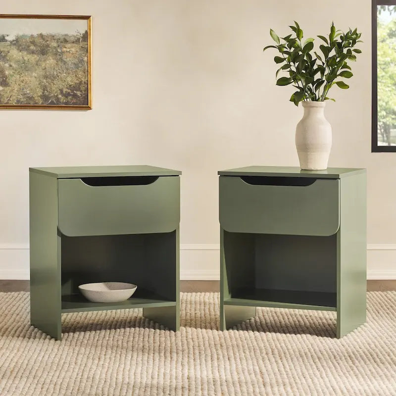 Comodino moderno a 1 cassetto con scomparto (Set di 2)
