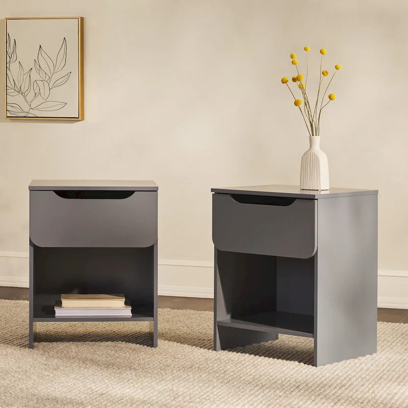 Comodino moderno a 1 cassetto con scomparto (Set di 2)