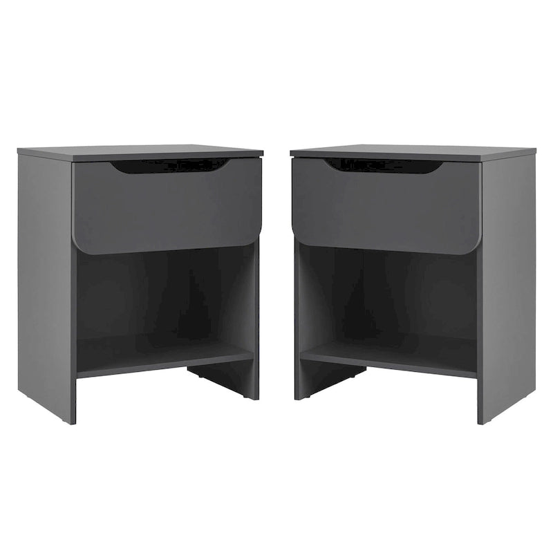 Comodino moderno a 1 cassetto con scomparto (Set di 2)