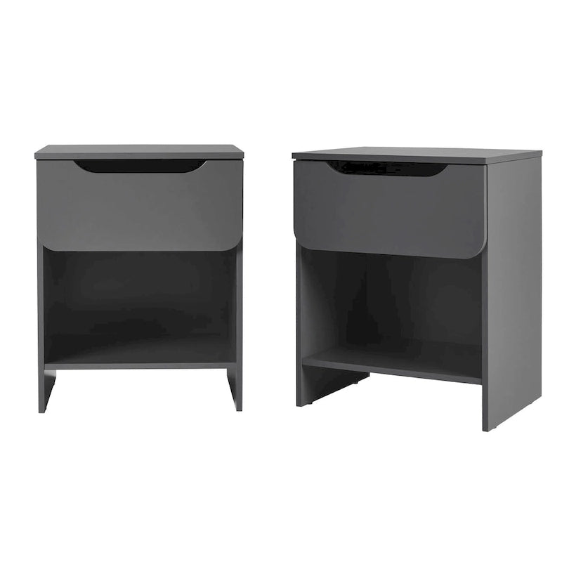 Comodino moderno a 1 cassetto con scomparto (Set di 2)