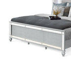 Letto matrimoniale Lio Modern, LED, profili a specchio, rivestimento capitonné in velluto argentato