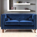Kittleson   Nailhead Chesterfield Loveseat - Blue
