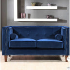 Kittleson   Nailhead Chesterfield Loveseat - Blue