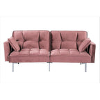 Divano letto convertibile, divano estraibile in velluto, design trapuntato in stile medievale, gambe in metallo.