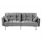 Divano letto convertibile, divano estraibile in velluto, design trapuntato in stile medievale, gambe in metallo.