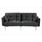 Divano letto convertibile, divano estraibile in velluto, design trapuntato in stile medievale, gambe in metallo.