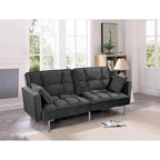 Divano letto convertibile, divano estraibile in velluto, design trapuntato in stile medievale, gambe in metallo.