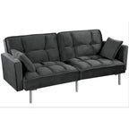 Divano letto convertibile, divano estraibile in velluto, design trapuntato in stile medievale, gambe in metallo.