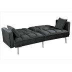 Divano letto convertibile, divano estraibile in velluto, design trapuntato in stile medievale, gambe in metallo.