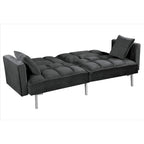 Divano letto convertibile, divano estraibile in velluto, design trapuntato in stile medievale, gambe in metallo.