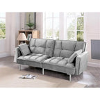 Divano letto convertibile, divano estraibile in velluto, design trapuntato in stile medievale, gambe in metallo.