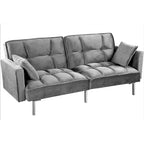 Divano letto convertibile, divano estraibile in velluto, design trapuntato in stile medievale, gambe in metallo.