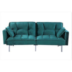 Divano letto convertibile, divano estraibile in velluto, design trapuntato in stile medievale, gambe in metallo.