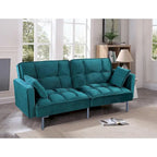 Divano letto convertibile, divano estraibile in velluto, design trapuntato in stile medievale, gambe in metallo.