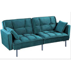Divano letto convertibile, divano estraibile in velluto, design trapuntato in stile medievale, gambe in metallo.