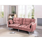Divano letto convertibile, divano estraibile in velluto, design trapuntato in stile medievale, gambe in metallo.