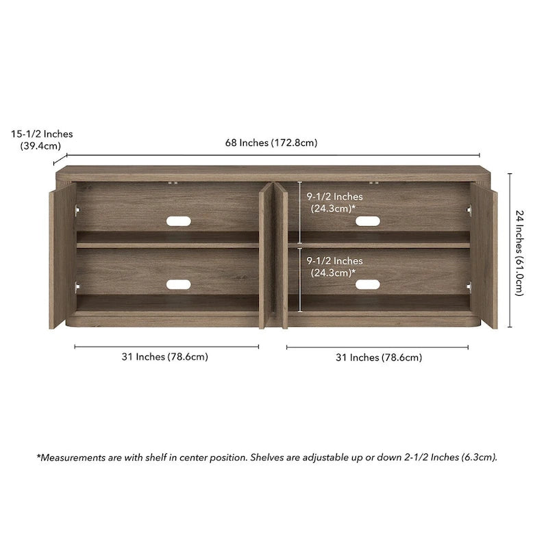 Mobile TV rettangolare Easton per TV fino a 75" - Larghezza 173 cm