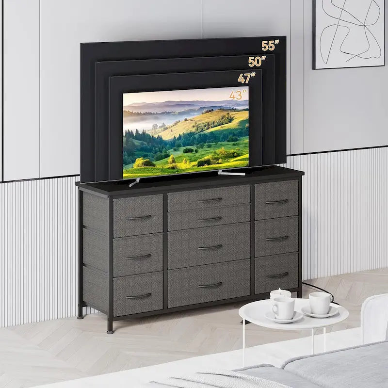 Comò da camera da letto con 10 cassetti grandi per mobile TV lungo 55 - 55 pollici