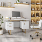 Scrivania per computer moderna e di lusso, elegante, grigia, con vani contenitori