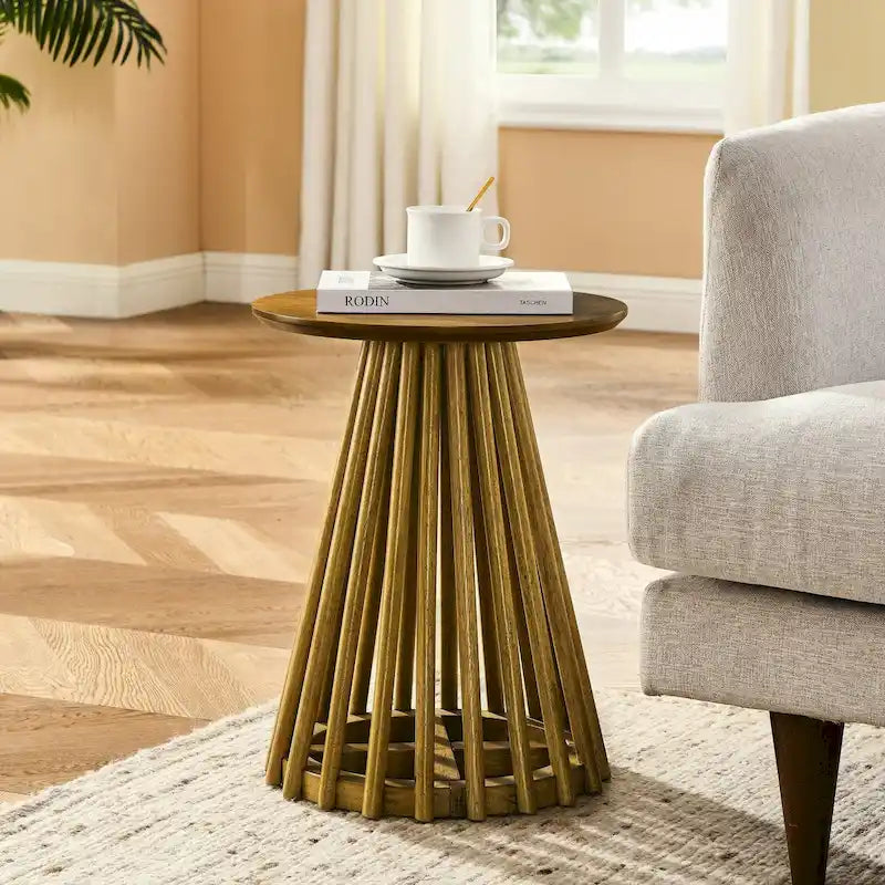 Tavolino rotondo moderno in legno massello
