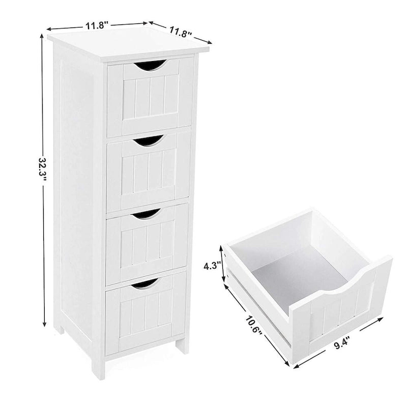 Mobiletto da bagno in lino in legno bianco autoportante da 11,8 pollici