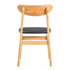 Set di 2 sedie da pranzo in legno con piccolo schienale curvo e cuscino in PU