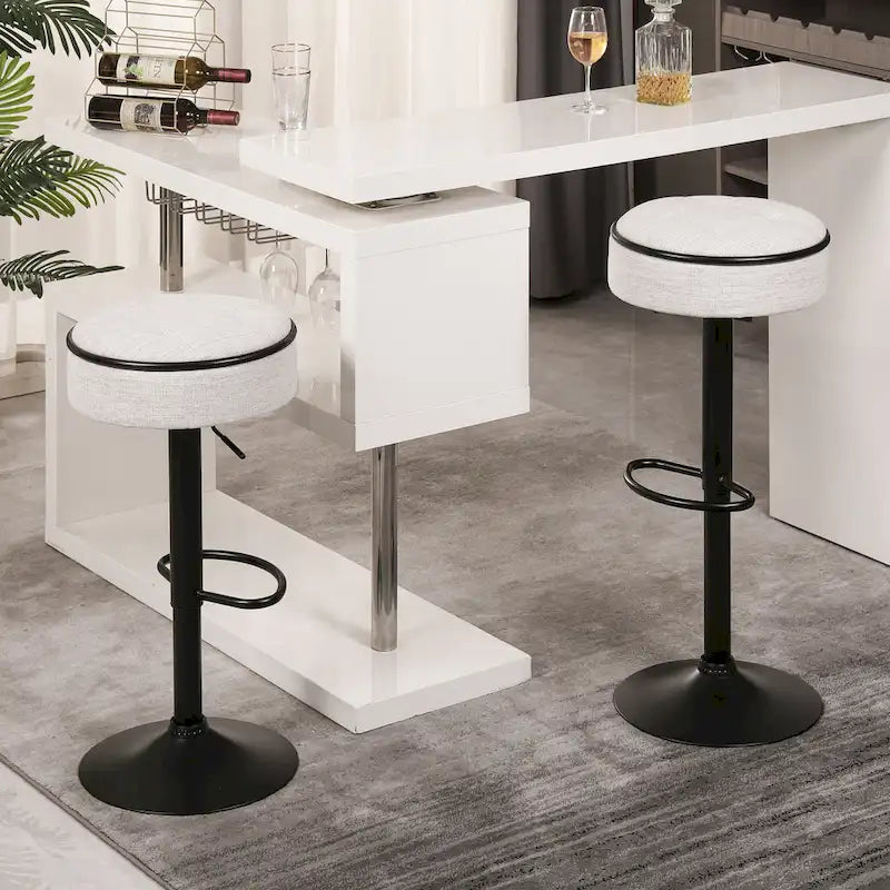 Sgabello da Bar Girevole Moderno in PU Regolabile in Altezza con Contenitore, Set da 2