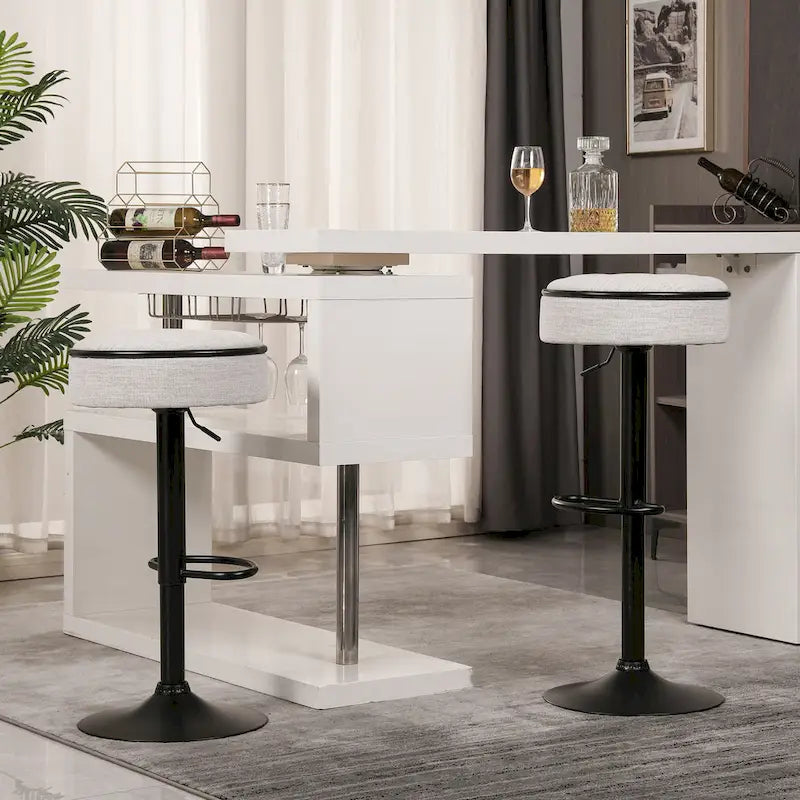 Sgabello da Bar Girevole Moderno in PU Regolabile in Altezza con Contenitore, Set da 2